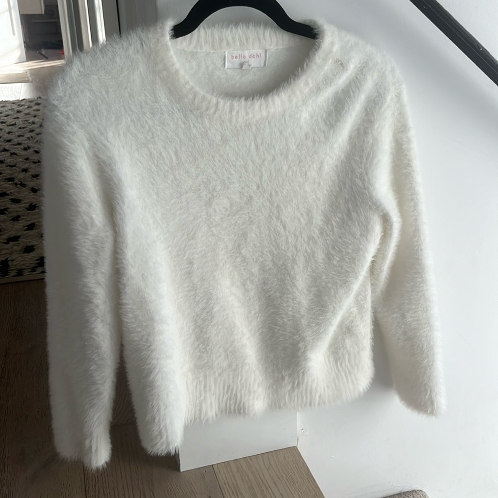 Bella Dahl White Fuzzy Sweater